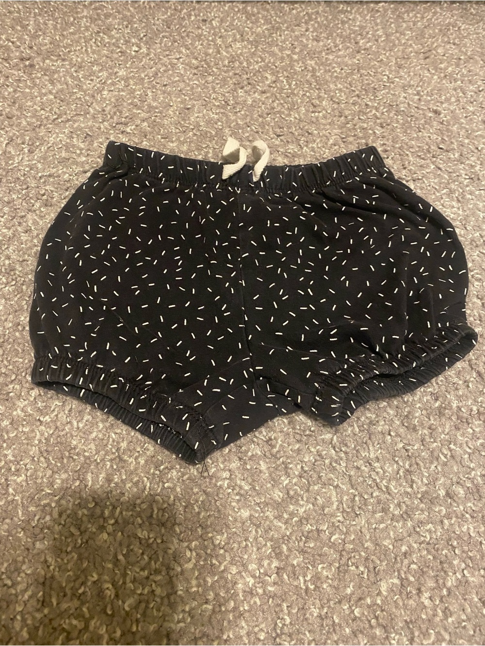 Miles Baby Black Shorts with White Sprinkle Print and Drawstring